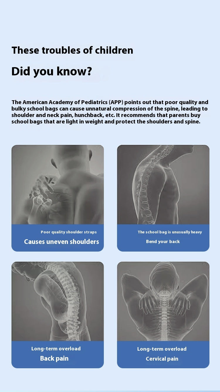 Lightweight Burden-reducing Spine-protecting Schoolbag