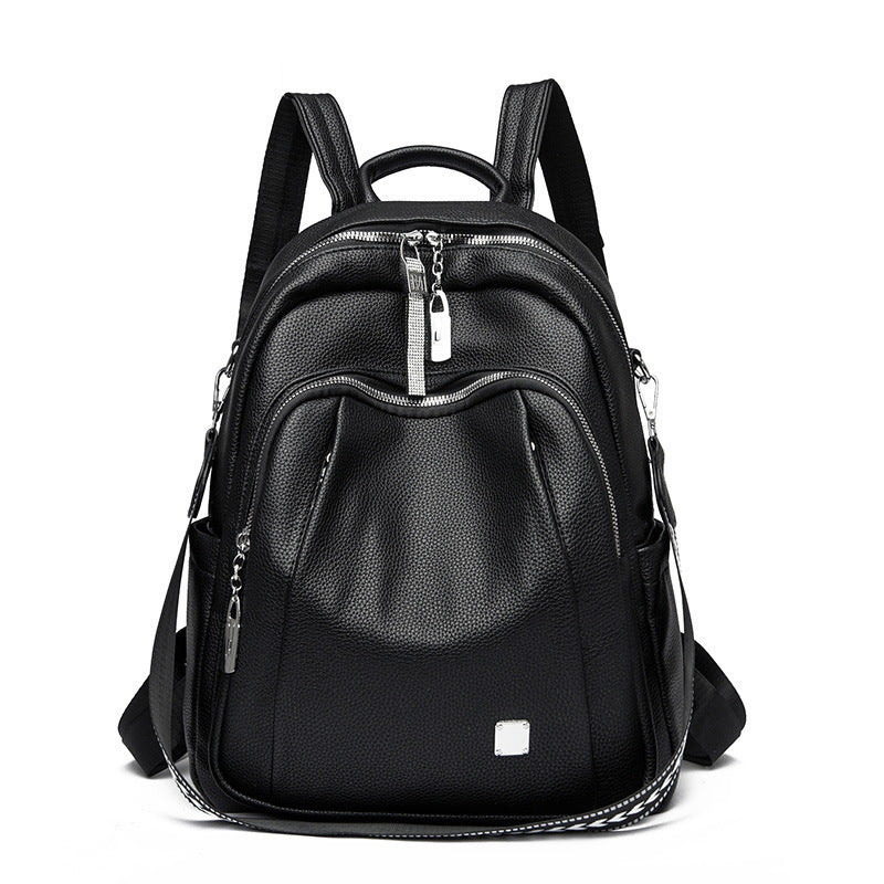 Large Capacity Soft Leather Student Backpack