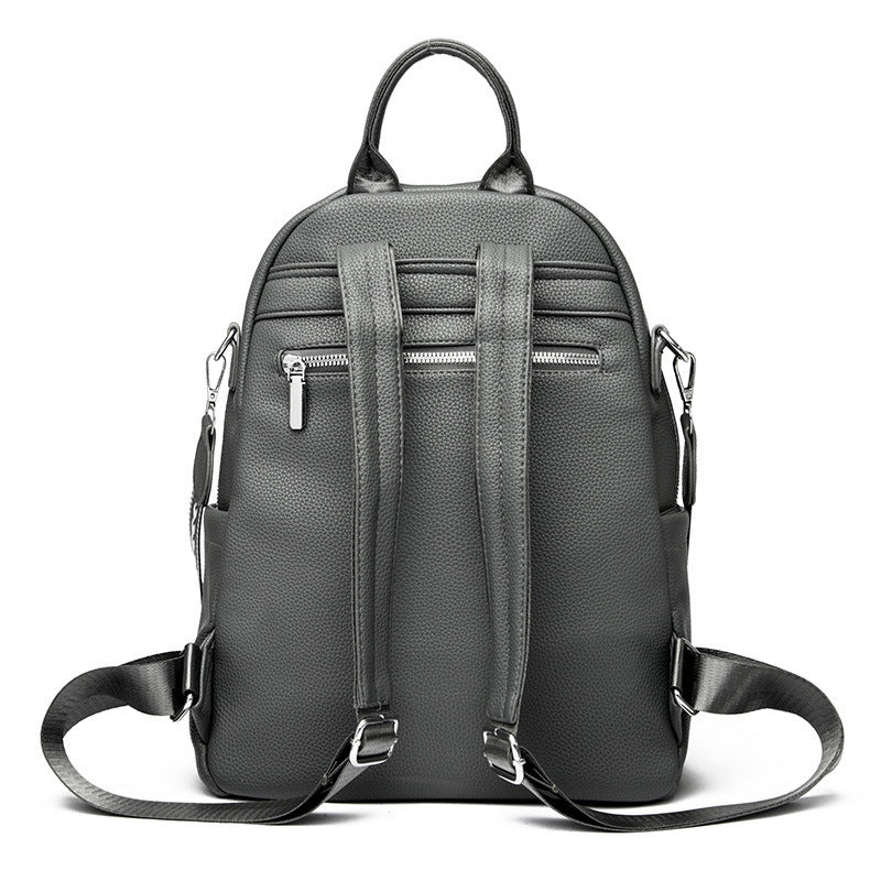 Large Capacity Soft Leather Student Backpack