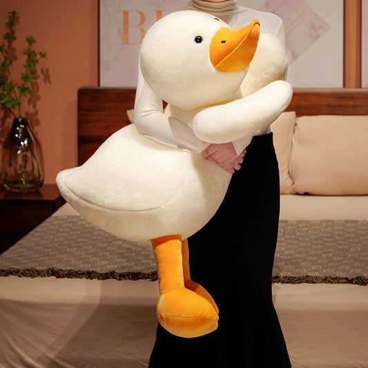 Lying Big White Duck Feather Plush Toy