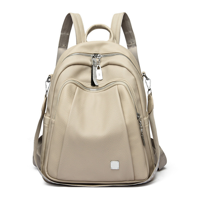 Large Capacity Soft Leather Student Backpack