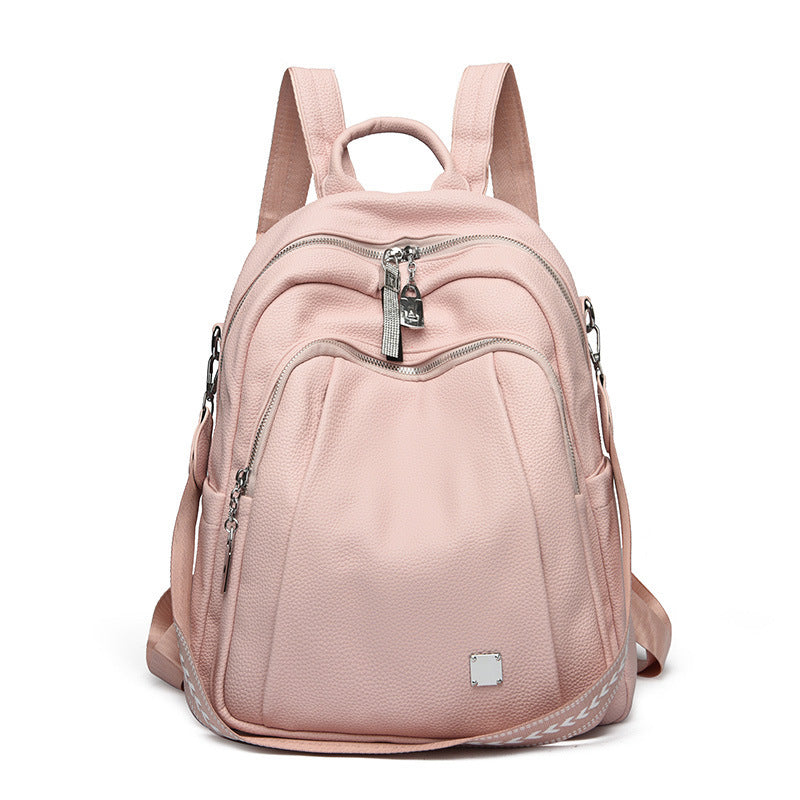 Large Capacity Soft Leather Student Backpack