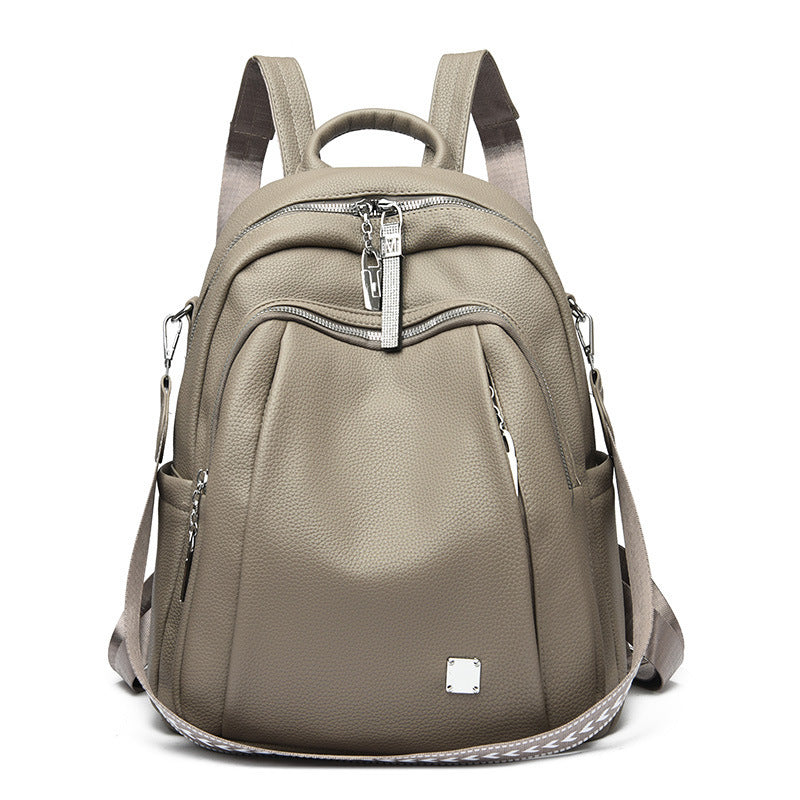 Large Capacity Soft Leather Student Backpack