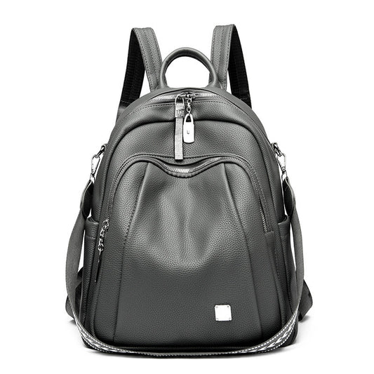 Large Capacity Soft Leather Student Backpack